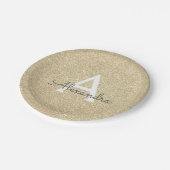 Luxus-Gold-Glitter & -Glanz Monogramm Geburtstag Pappteller (Schrägansicht)