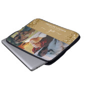 Luxus Gold Glitzer 3 Foto Collage Monogramm Laptopschutzhülle (Vorne Knopf)