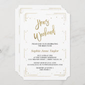 Luxus Gold Glitzer Bachelorette Wochenende Einladung (Vorne/Hinten)