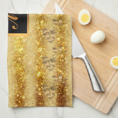 Luxus Gold Glitzer Blumengeschenk Geschirrtuch (Viertel Falte)