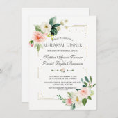 Luxus Gold Glitzer Blush Probe Dinner Einladung (Vorne/Hinten)