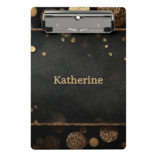 Luxus Gold Glitzer Bokeh Rahmen mit Individuelle N Mini Klemmbrett