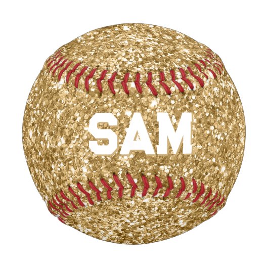 Luxus Gold Glitzer Bold Sport Monogram Baseball (Vorderseite)