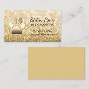 Luxus Gold Glitzer Dog Paw Pet Grooming Service Visitenkarte