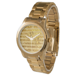 Luxus Gold Glitzer Floral Geschenke Watch Armbanduhr