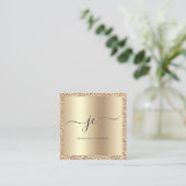 Luxus Gold Glitzer Foil Script Monogram Modern Quadratische Visitenkarte (Stehend Vorderseite)