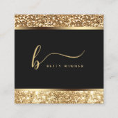 Luxus Gold Glitzer Frame Modern Script Monogram Quadratische Visitenkarte (Vorderseite)