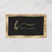 Luxus Gold Glitzer Frame Modern Script Monogram Visitenkarte (Vorderseite)