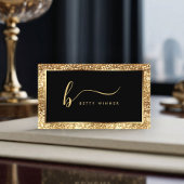 Luxus Gold Glitzer Frame Modern Script Monogram Visitenkarte