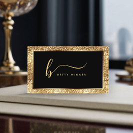 Luxus Gold Glitzer Frame Modern Script Monogram Visitenkarte