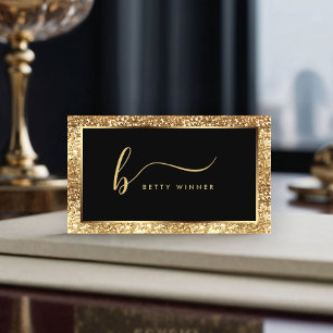 Luxus Gold Glitzer Frame Modern Script Monogram Visitenkarte