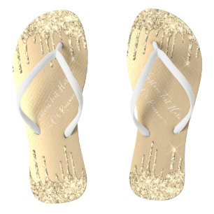 Luxus Gold Glitzer Golden Sparkle Tropfen Ihr Text Badesandalen