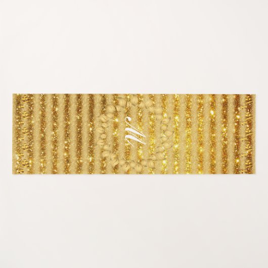 Luxus Gold Glitzer Mit Monogramm Geschenk Yogamatte (Vorderseite (Horizontal))