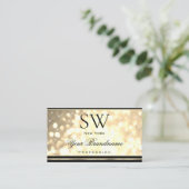 Luxus Gold Glitzer Monogram Black Golden Border Visitenkarte (Stehend Vorderseite)