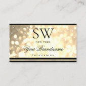 Luxus Gold Glitzer Monogram Black Golden Border Visitenkarte (Vorderseite)