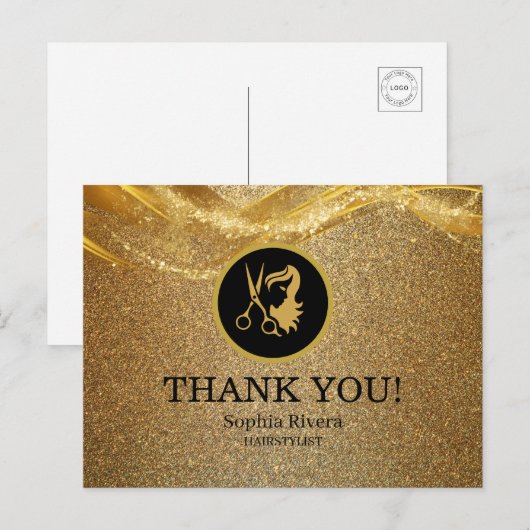 Luxus Gold Glitzer Postkarte (Vorne/Hinten)