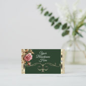 Luxus Gold Glitzer Rosa Vintage Rose Dunkelgrün Visitenkarte (Stehend Vorderseite)