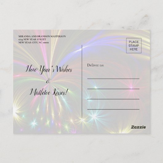 Luxus Gold Glitzer Silvester Party Einladung Postkarte (Rückseite)