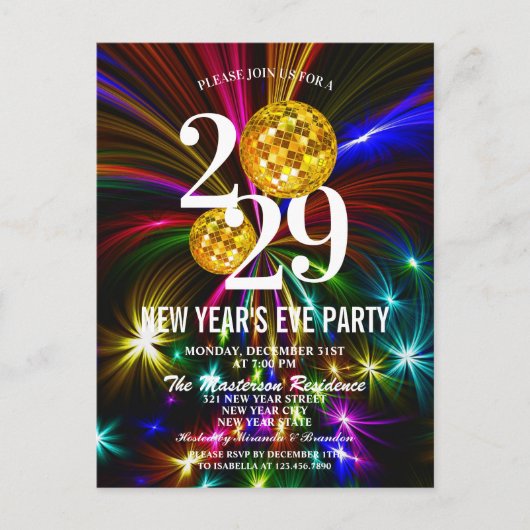 Luxus Gold Glitzer Silvester Party Einladung Postkarte (Vorderseite)