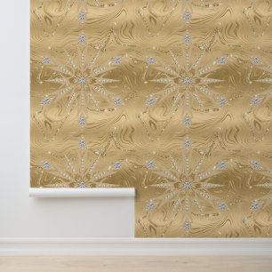 Luxus Gold Glitzer Snowflake Diamant Peel & Stick Tapete