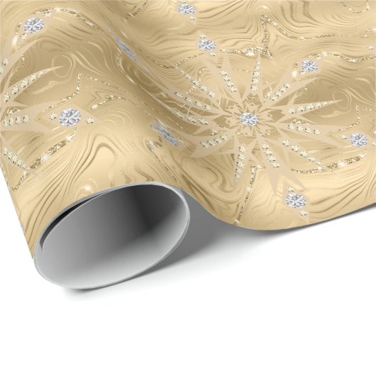 Luxus Gold Glitzer Snowflake Diamond Geschenkpapier (Rolleneckpunkt)