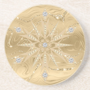 Luxus Gold Glitzer Snowflake Diamond Getränkeuntersetzer