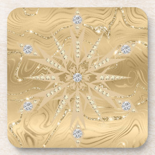 Luxus Gold Glitzer Snowflake Diamond Getränkeuntersetzer