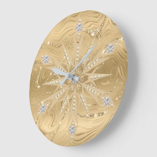 Luxus Gold Glitzer Snowflake Diamond Große Wanduhr (Winkel)