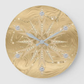 Luxus Gold Glitzer Snowflake Diamond Große Wanduhr (Vorderseite)