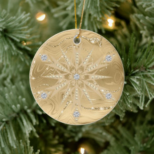 Luxus Gold Glitzer Snowflake Diamond Keramik Ornament