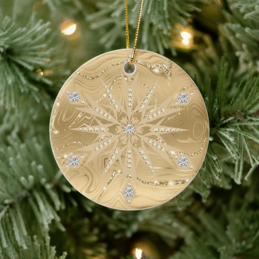 Luxus Gold Glitzer Snowflake Diamond Keramik Ornament (Baum)