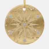 Luxus Gold Glitzer Snowflake Diamond Keramik Ornament (Vorne)
