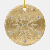 Luxus Gold Glitzer Snowflake Diamond Keramik Ornament (Hinten)