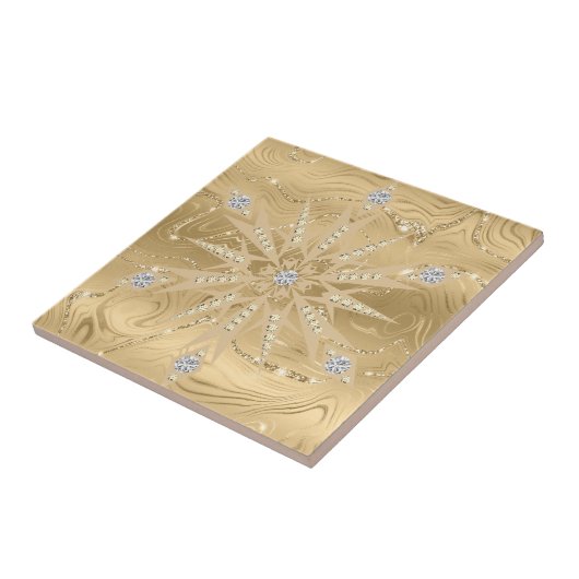 Luxus Gold Glitzer Snowflake & Diamond Muster Fliese (Seite)