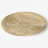 Luxus Gold Glitzer Snowflake Diamond Pappteller (Schrägansicht)