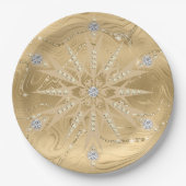 Luxus Gold Glitzer Snowflake Diamond Pappteller (Vorderseite)