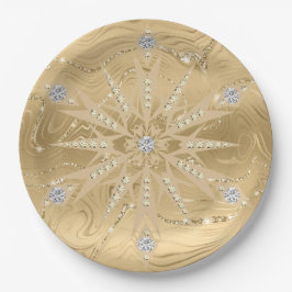 Luxus Gold Glitzer Snowflake Diamond Pappteller