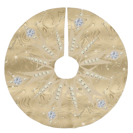Luxus Gold Glitzer Snowflake Diamond Polyester Weihnachtsbaumdecke (Vorderseite)