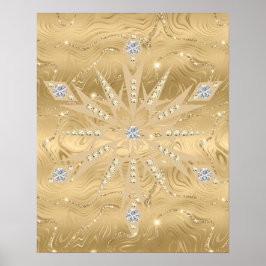 Luxus Gold Glitzer Snowflake Diamond Poster
