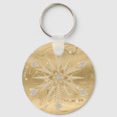 Luxus Gold Glitzer Snowflake Diamond Schlüsselanhänger (Vorderseite)