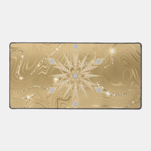 Luxus Gold Glitzer Snowflake Diamond Schreibtischunterlage