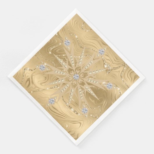 Luxus Gold Glitzer Snowflake Diamond Serviette (Ecke)