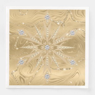 Luxus Gold Glitzer Snowflake Diamond Serviette