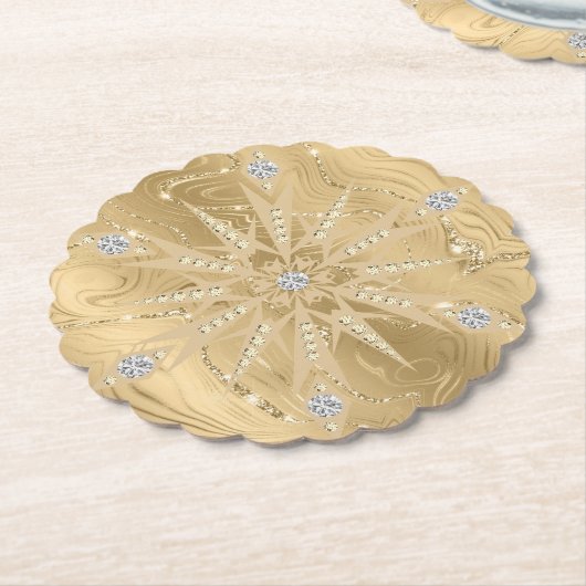 Luxus Gold Glitzer Snowflake Diamond Untersetzer (angewinkelt)