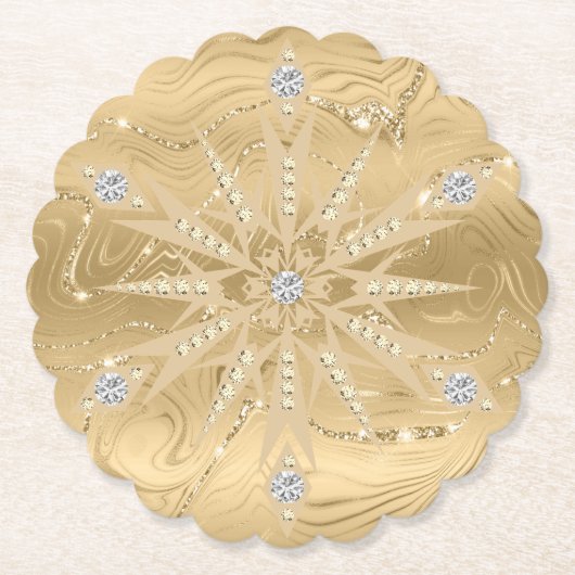 Luxus Gold Glitzer Snowflake Diamond Untersetzer (Vorderseite)