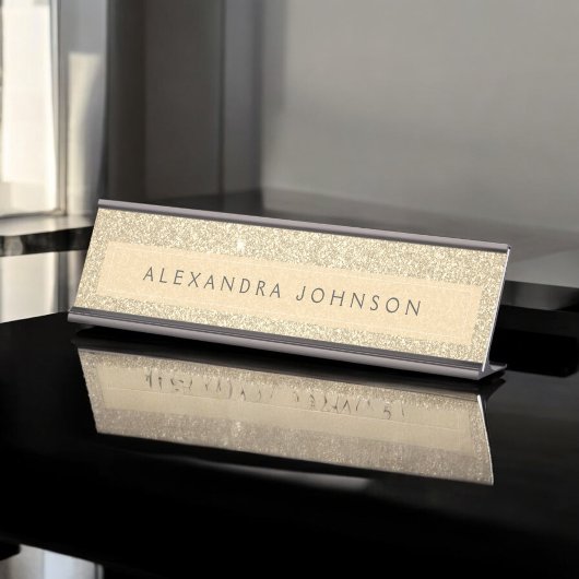 Luxus Gold Glitzer Sparkle Girly Modern Schreibtischnamensplakette