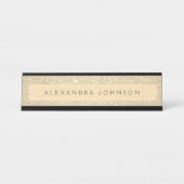 Luxus Gold Glitzer Sparkle Girly Modern Schreibtischnamensplakette (Vorderseite )