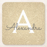 Luxus Gold Glitzer & Sparkle Monogram Geburtstag Rechteckiger Pappuntersetzer<br><div class="desc">Gold Imitats Glitzer und sparkle Elegant Monogram Geburtstagsparty Untersetzer. Diese Geburtstagsparty,  Brautparty,  Hochzeit oder Junggeselinnen-Abschied Untersetzer können auf Ihren Vor- und Erstnamen angepasst werden. Bitte kontaktieren Sie den Designer,  um passende Artikel zu erhalten.</div>