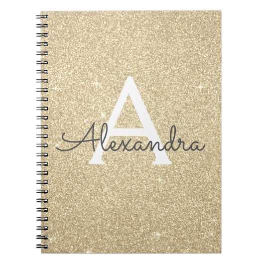 Luxus Gold Glitzer Sparkle Monogram Notebook Notizblock (Vorderseite)