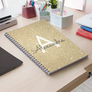 Luxus Gold Glitzer Sparkle Monogram Notebook Notizblock